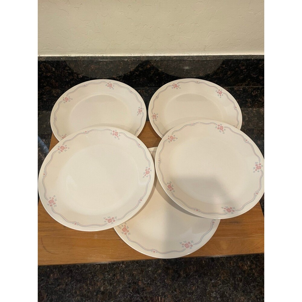 5 Corelle English breakfast dinner plates